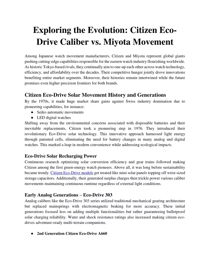 exploring the evolution citizen eco drive caliber