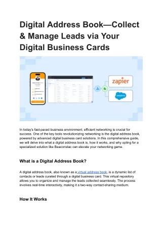 Digital Address Book—Collect & Manage Leads via Your Digital Business Cards