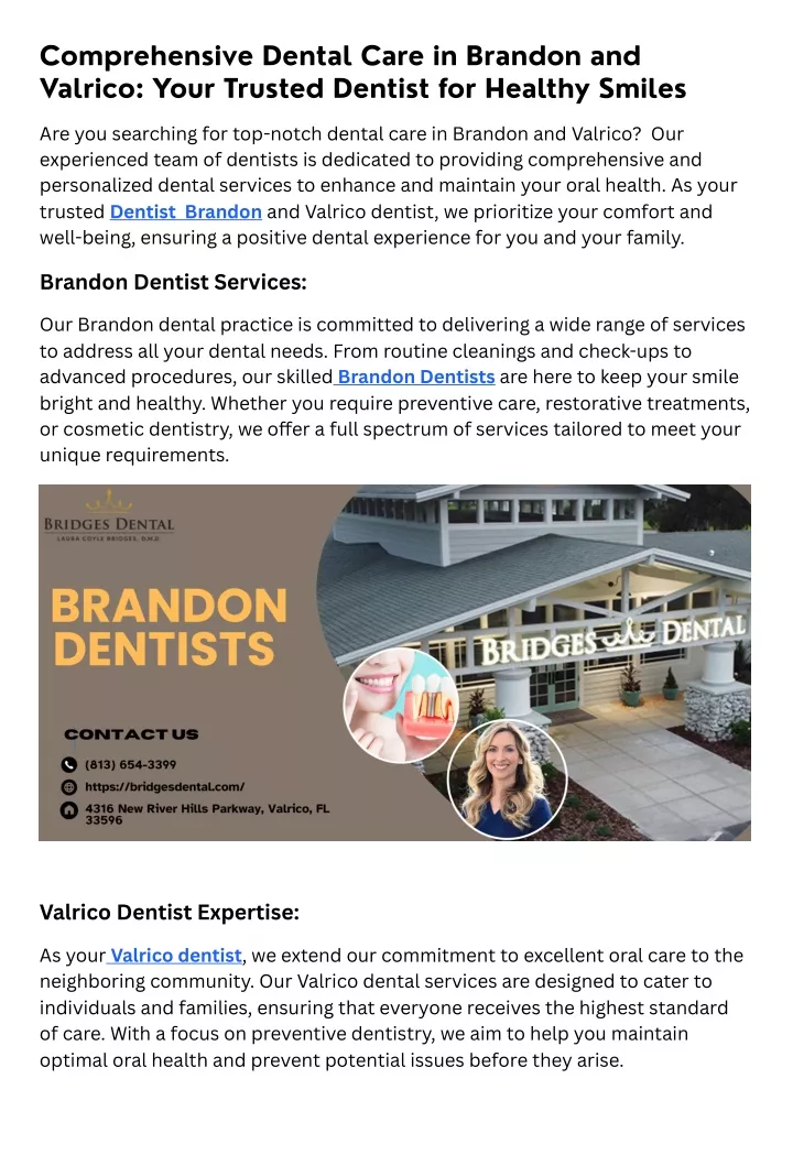comprehensive dental care in brandon and valrico