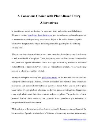 A Conscious Choice with Plant-Based Dairy Alternatives