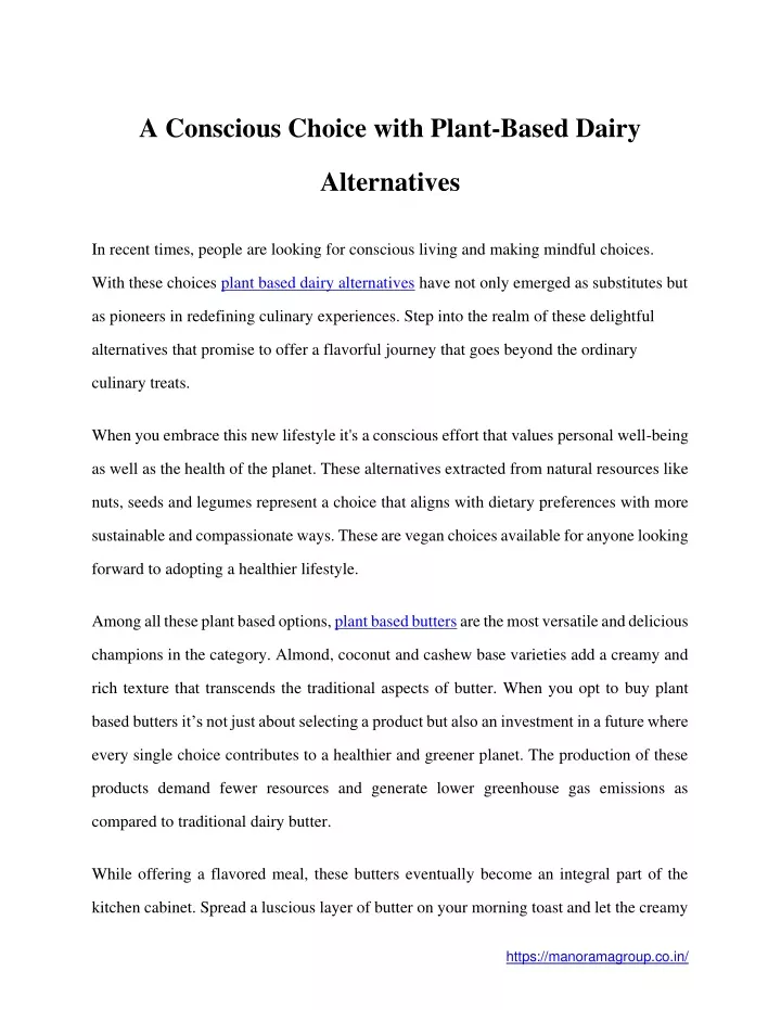 a conscious choice with plant based dairy