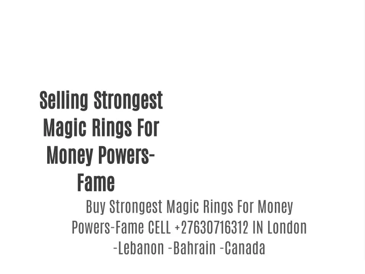 selling strongest magic rings for money powers