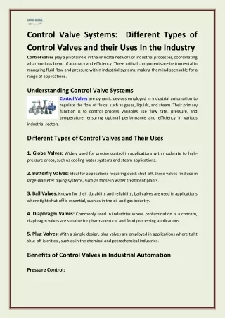 Control Valve Systems_  Different Types of Control Valves and their Uses In the Industry