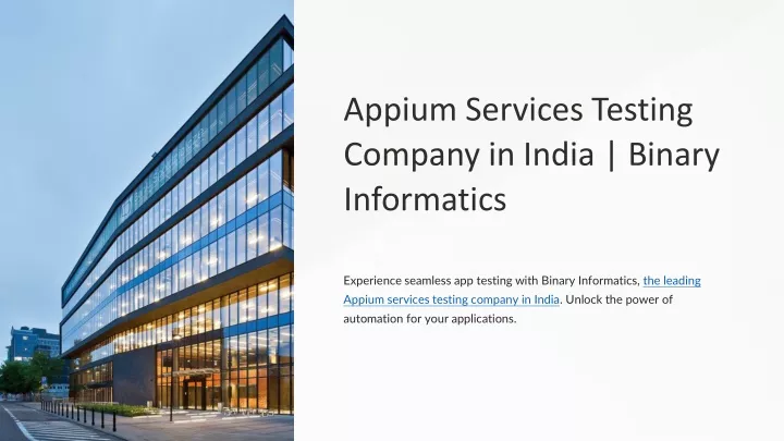 appium services testing company in india binary