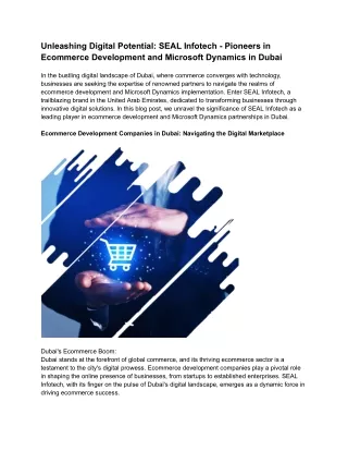 Unleashing Digital Potential_ SEAL Infotech - Pioneers in Ecommerce Development and Microsoft Dynamics in Dubai
