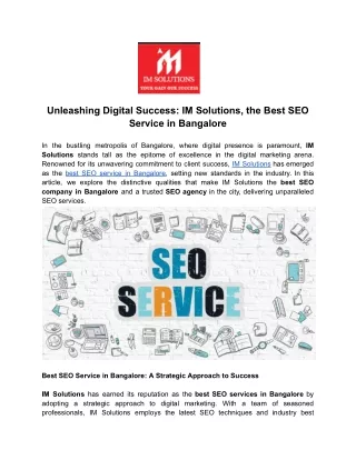 Unleashing Digital Success_ IM Solutions, the Best SEO Service in Bangalore
