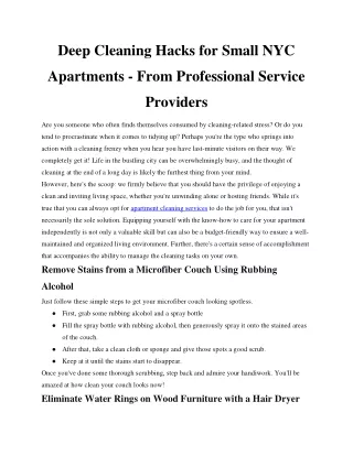 deep cleaning hacks for small nyc