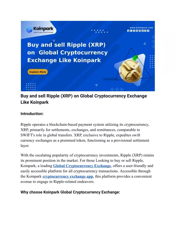 buy and sell ripple xrp on global cryptocurrency