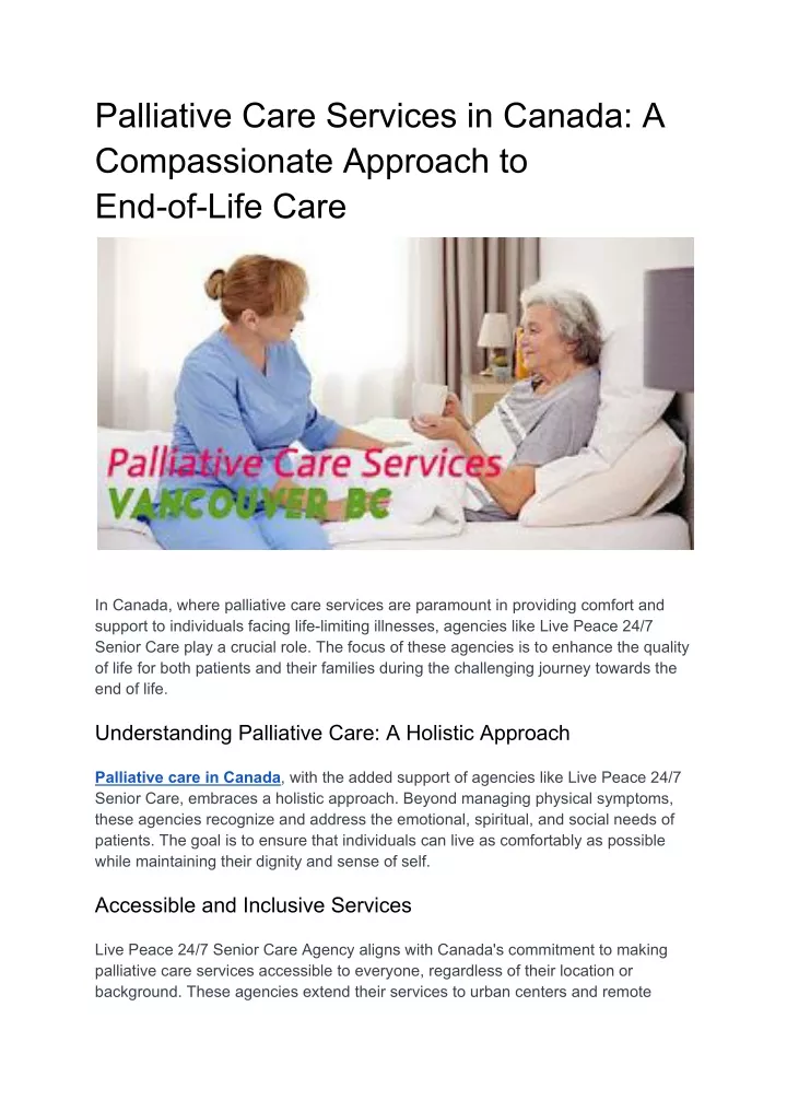 palliative care services in canada