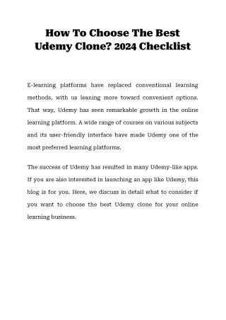how to choose the best udemy clone 2024 checklist