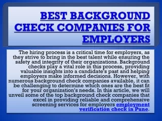 BEST BACKGROUND CHECK COMPANIES FOR EMPLOYERS