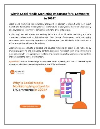 Why is Social Media Marketing Important for E-Commerce in 2024?