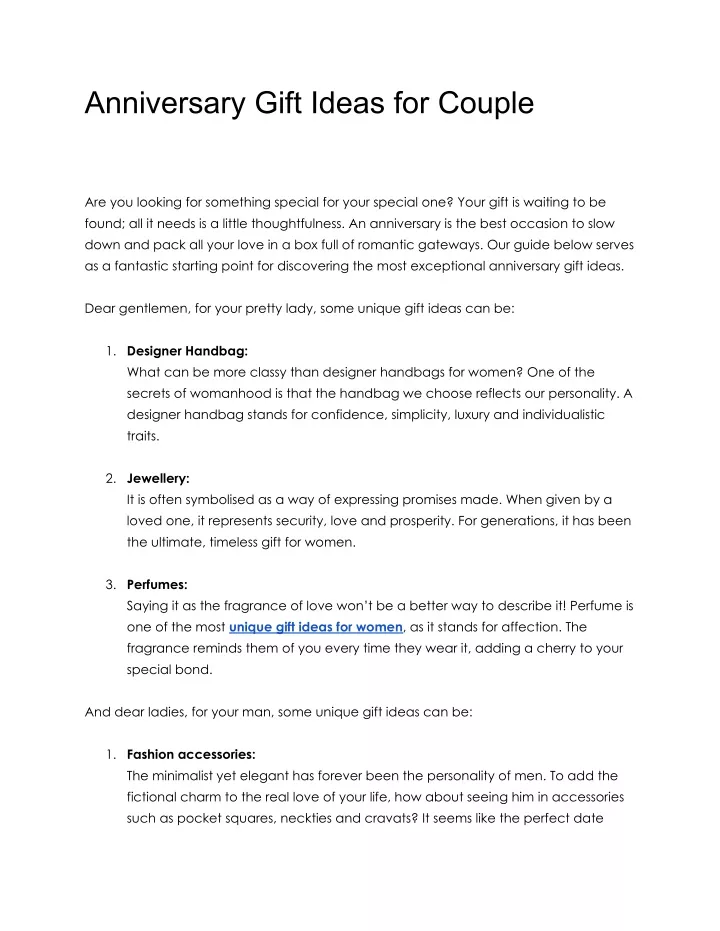 anniversary gift ideas for couple