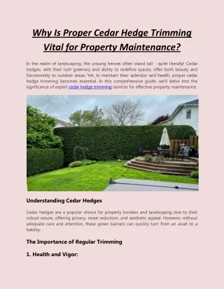 Why Is Proper Cedar Hedge Trimming Vital for Property Maintenance