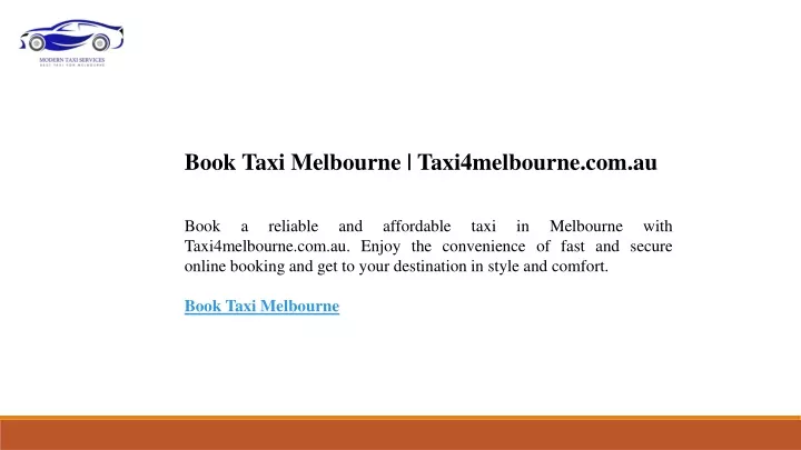book taxi melbourne taxi4melbourne com au book