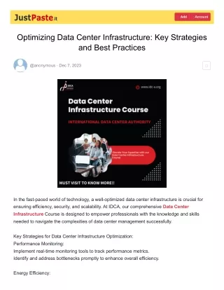 Optimizing Data Center Infrastructure Key Strategies and Best Practices