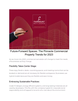 The Pinnacle Commercial Property Trends for 2023