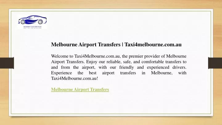melbourne airport transfers taxi4melbourne