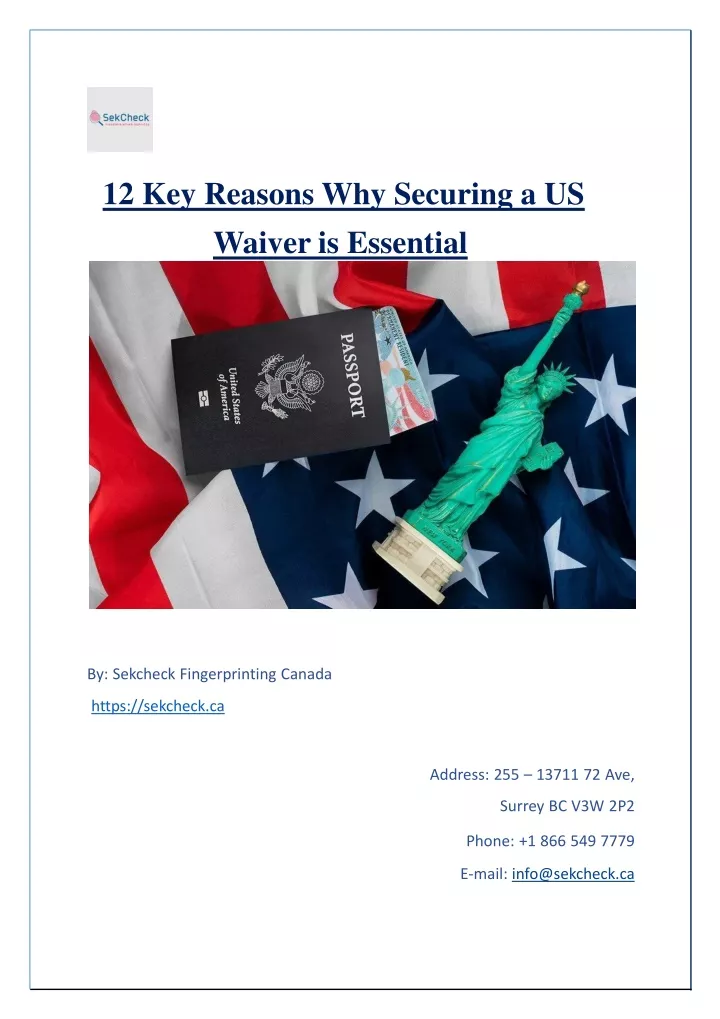 12 key reasons why securing a us waiver