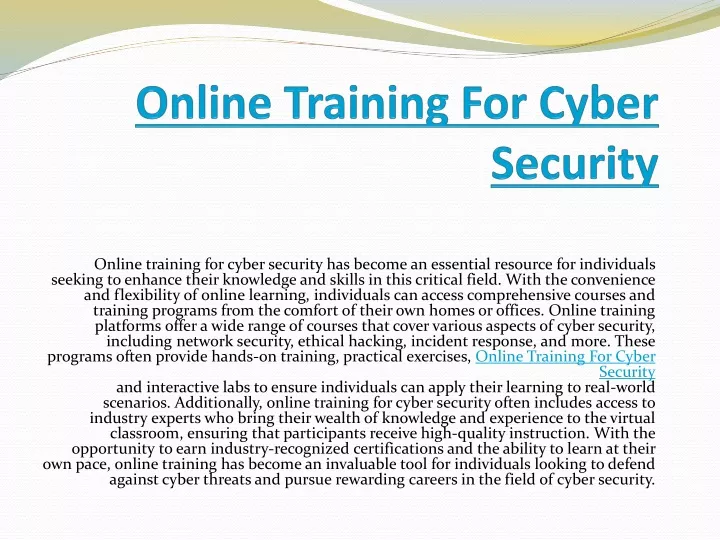 online training for cyber security