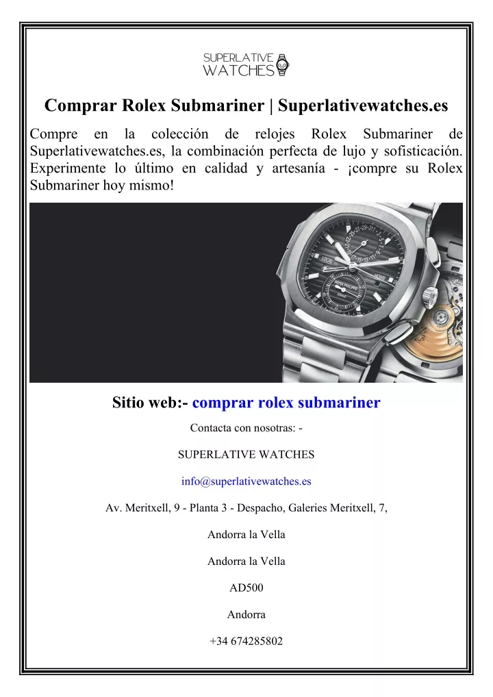 comprar rolex submariner superlativewatches es