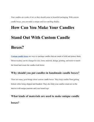 How can you make your candles stand out With custom candle boxes_