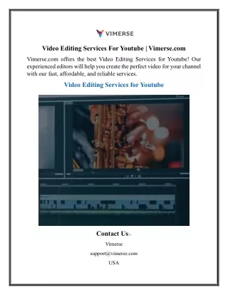 Video Editing Services For Youtube  Vimerse.com