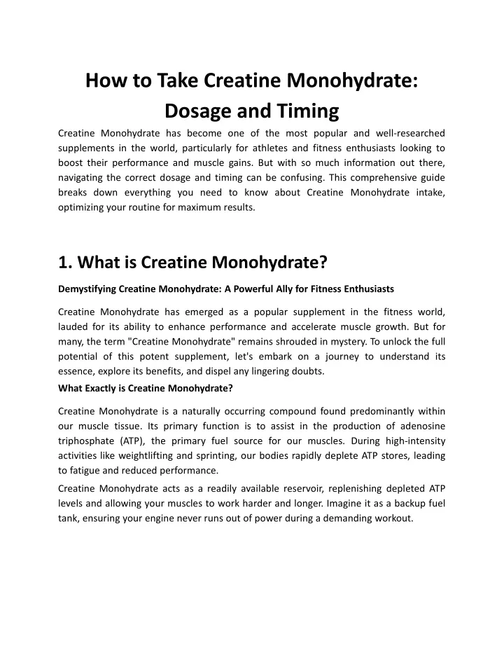 how to take creatine monohydrate dosage