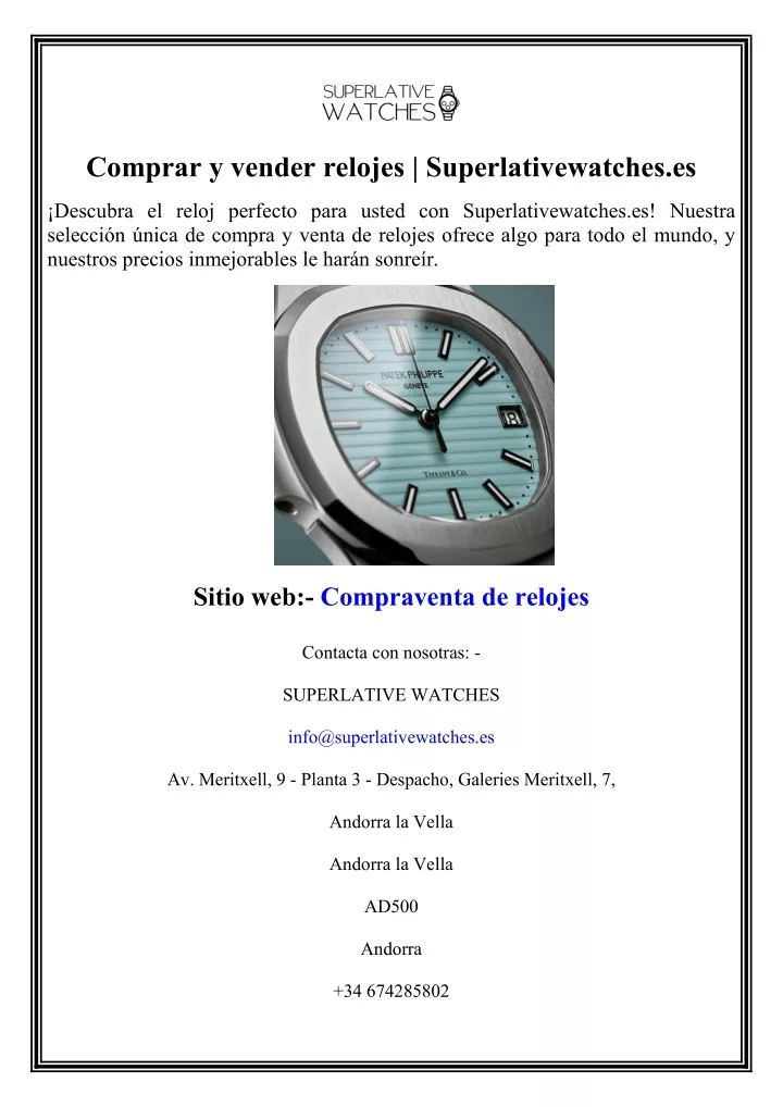 comprar y vender relojes superlativewatches es