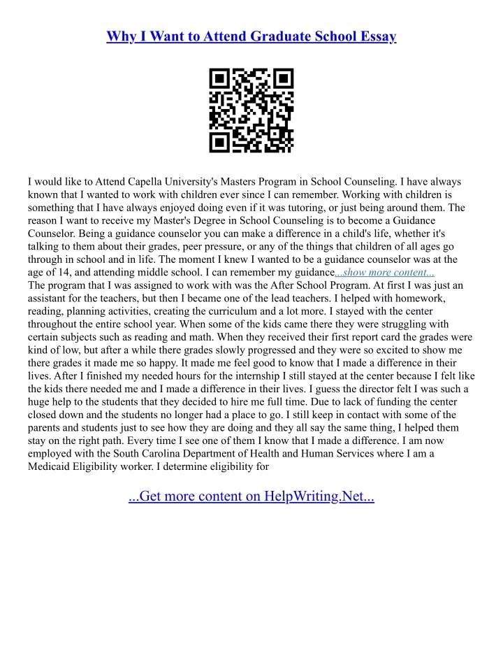 graduate school entrance essay