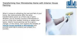 Transforming Your Minnetonka Home with Interior House Painting