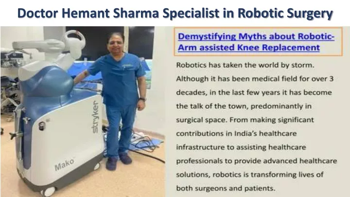 doctor hemant sharma specialist in robotic surgery