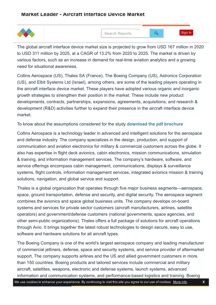 market leader aircraft interface device market