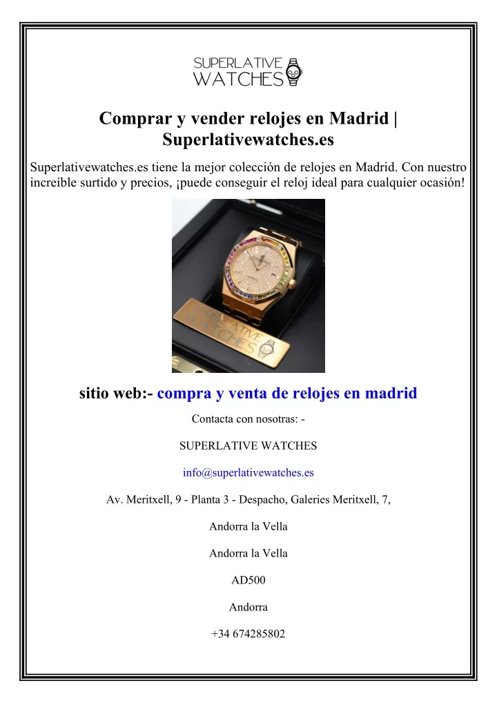 comprar y vender relojes en madrid