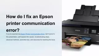 How To Fix Epson Printer Communication Error