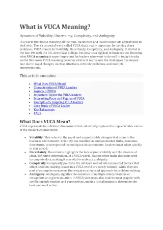 what is vuca meaning