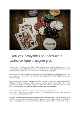 6 astuces incroyables pour écraser le casino en ligne et gagner gros