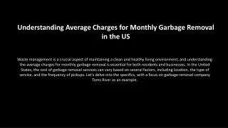 Understanding Average Charges for Monthly Garbage Removal in the US
