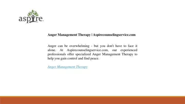 anger management therapy aspirecounselingservice