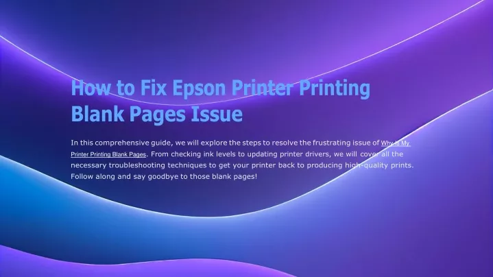 how to fix epson printer printing blank pages