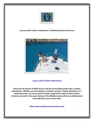 Luxury yacht charter experiences | Golfoaranciescursioni.com