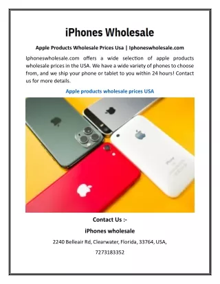 Apple Products Wholesale Prices Usa   Iphoneswholesale
