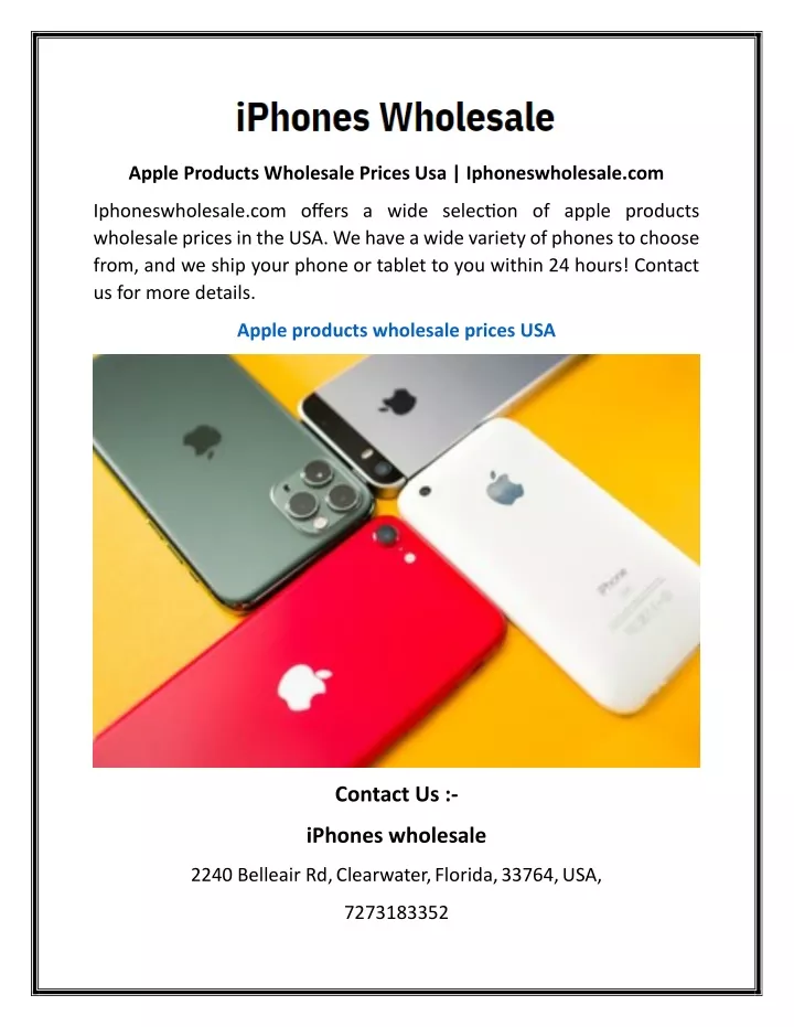 apple products wholesale prices