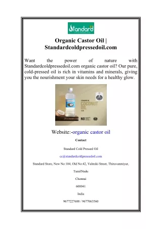 Organic Castor Oil | Standardcoldpressedoil.com