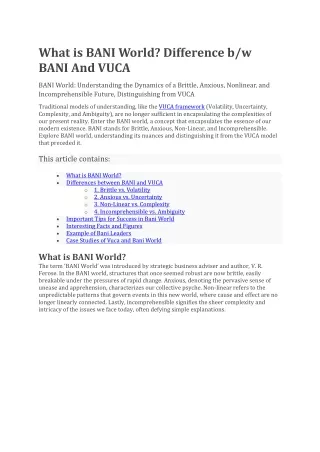 what is bani world difference b w bani and vuca
