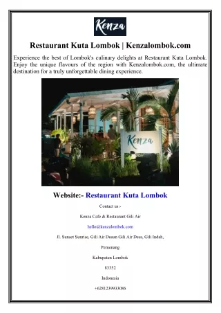 Restaurant Kuta Lombok  Kenzalombok.com