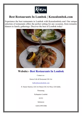 Best Restaurants In Lombok  Kenzalombok.com