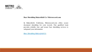 Barc Shredding Bakersfield Ca | Metrorecord.com