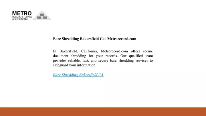 barc shredding bakersfield ca metrorecord com