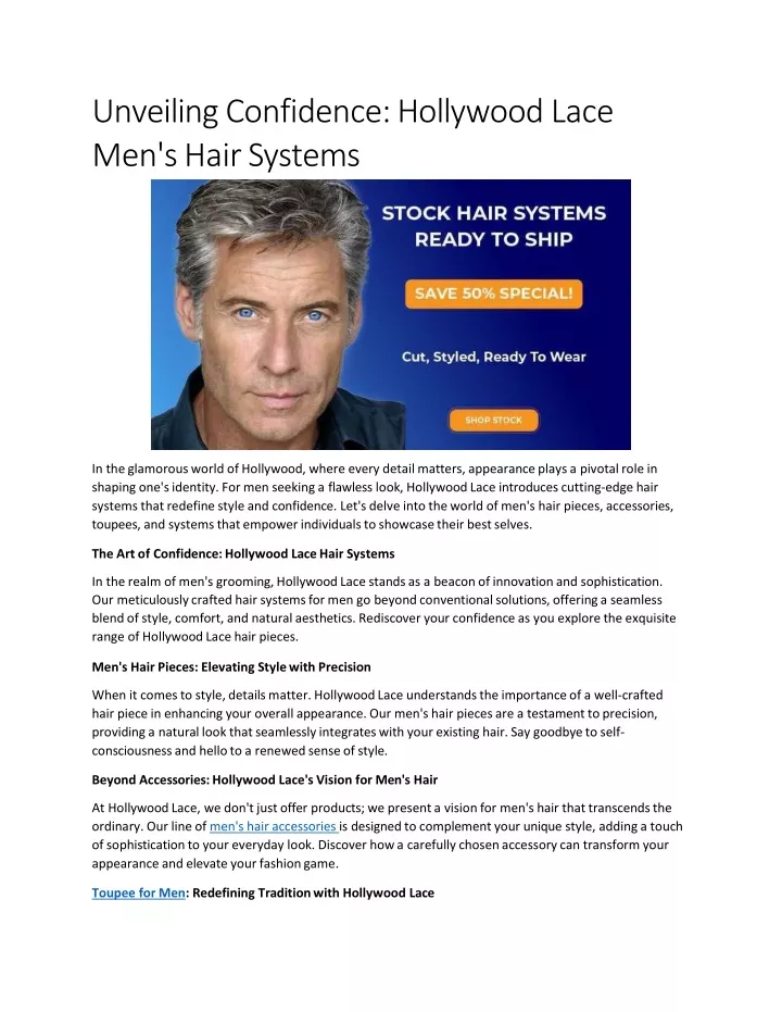 unveiling confidence hollywood lace men s hair systems